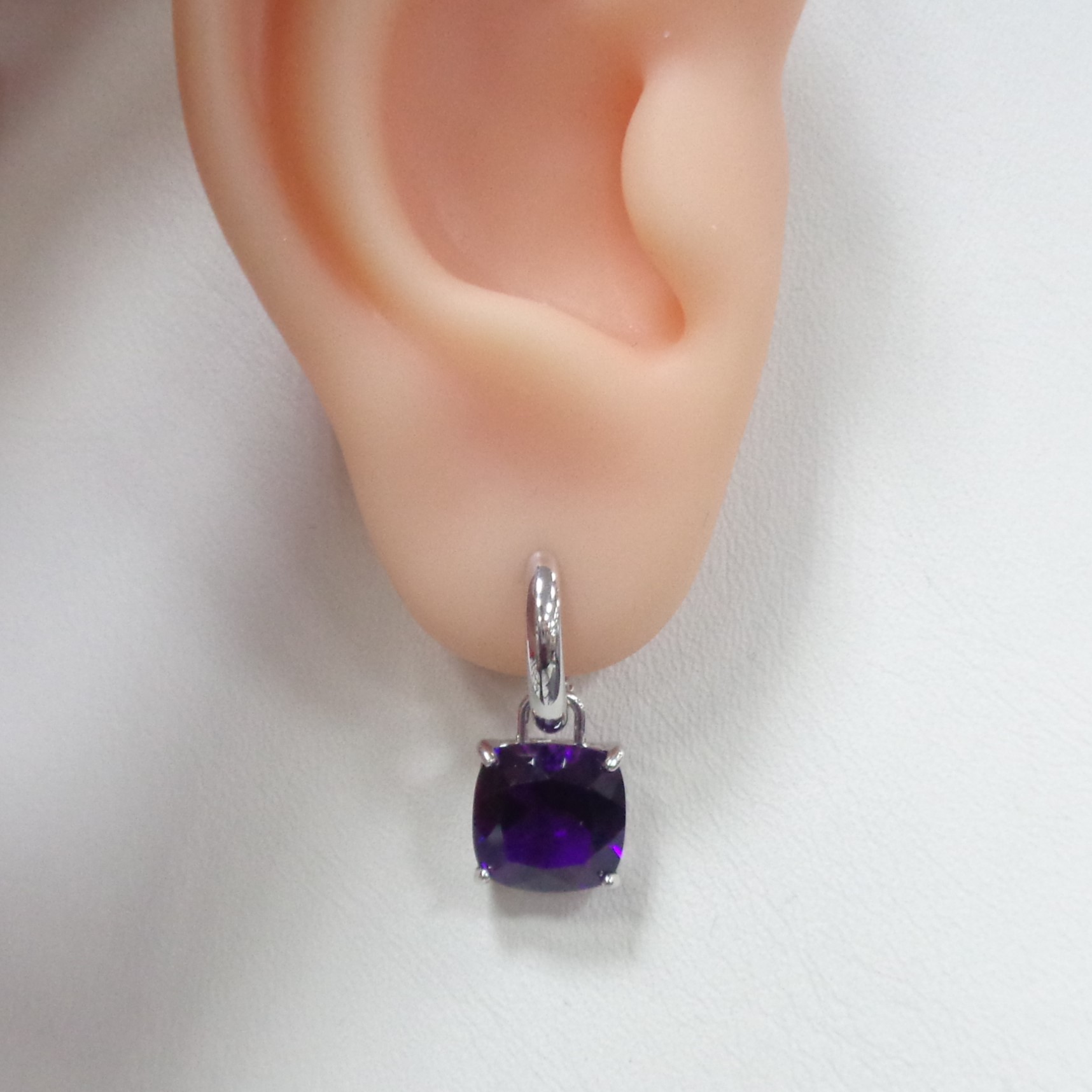 Серебряные серьги-конго с аметистами